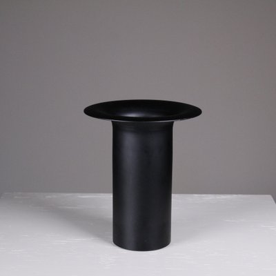 Vintage Black Cylindrical Vase-VJY-1791661