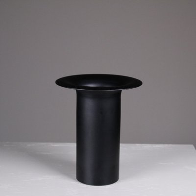 Vintage Black Cylindrical Vase-VJY-1791661