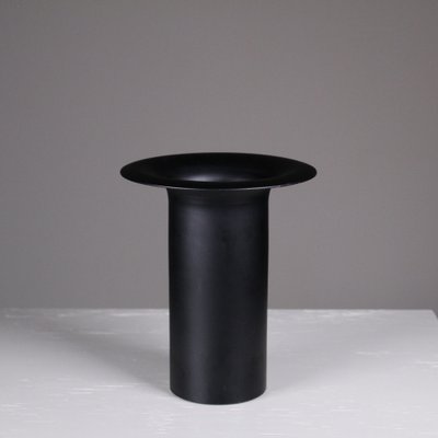 Vintage Black Cylindrical Vase-VJY-1791661