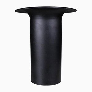 Vintage Black Cylindrical Vase-VJY-1791661