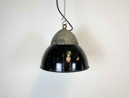 Vintage Black Enameled Hanging Lamp, 1930s-CGF-864409