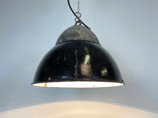 Vintage Black Enameled Hanging Lamp, 1930s-CGF-864409