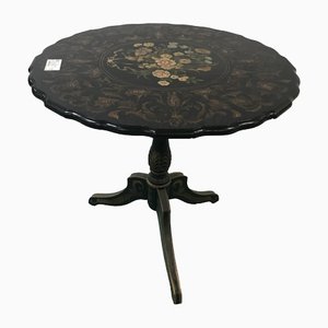 Vintage Black Flowery Pedestal-HLV-1428873