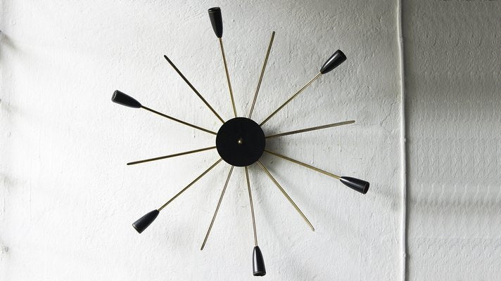 Vintage Black & Gold Sputnik Wall Lamp, 1950s-UMB-1396357