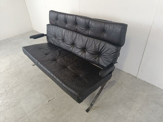 Vintage Black Leather and Chrome Sofa, 1970s-IRH-1718657