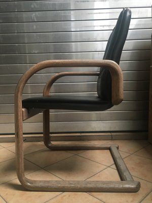 Vintage Black Leather Armchair, 1970s-WQQ-935920