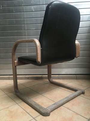 Vintage Black Leather Armchair, 1970s-WQQ-935920