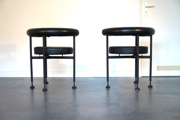 Vintage Black Leather Side Chairs by Martin Visser 1979, Set of 2-CIP-2023640