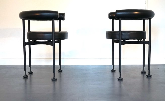 Vintage Black Leather Side Chairs by Martin Visser 1979, Set of 2-CIP-2023640