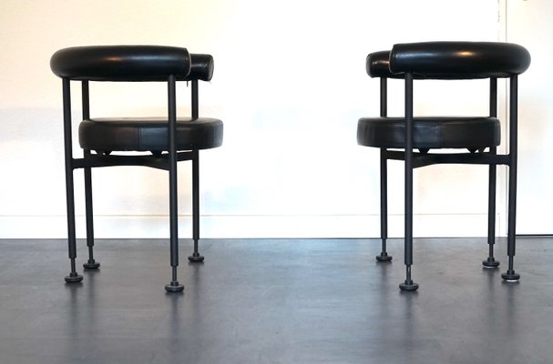 Vintage Black Leather Side Chairs by Martin Visser 1979, Set of 2-CIP-2023640