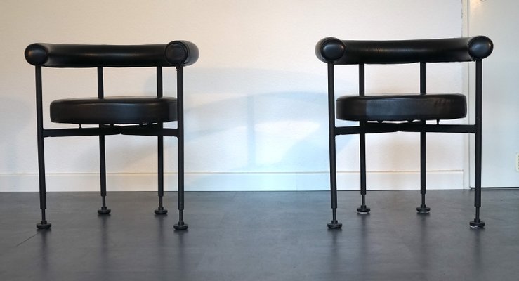 Vintage Black Leather Side Chairs by Martin Visser 1979, Set of 2-CIP-2023640