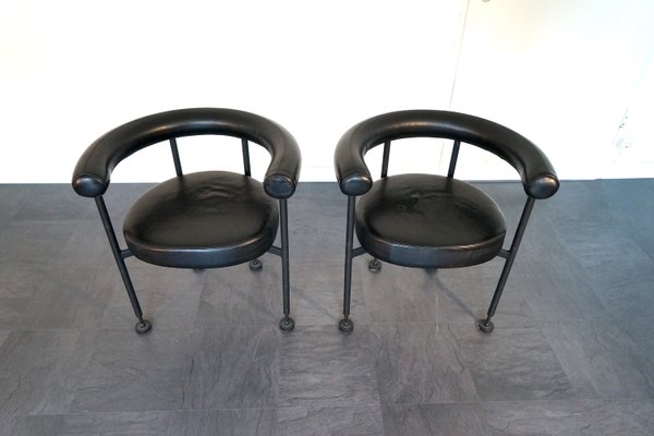 Vintage Black Leather Side Chairs by Martin Visser 1979, Set of 2-CIP-2023640