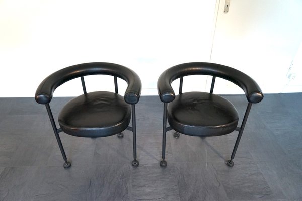 Vintage Black Leather Side Chairs by Martin Visser 1979, Set of 2-CIP-2023640