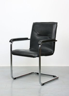 Vintage Black Leatherette Cantilever Desk Chair, 1970s-HGJ-840801