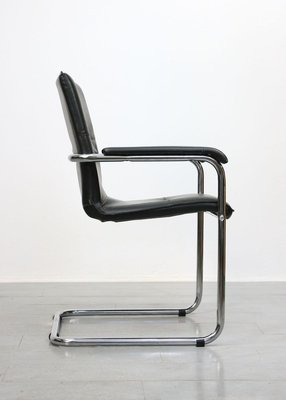 Vintage Black Leatherette Cantilever Desk Chair, 1970s-HGJ-840801