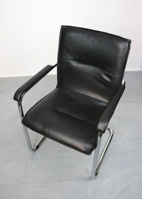 Vintage Black Leatherette Cantilever Desk Chair, 1970s-HGJ-840801