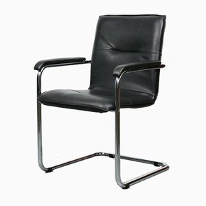 Vintage Black Leatherette Cantilever Desk Chair, 1970s-HGJ-840801