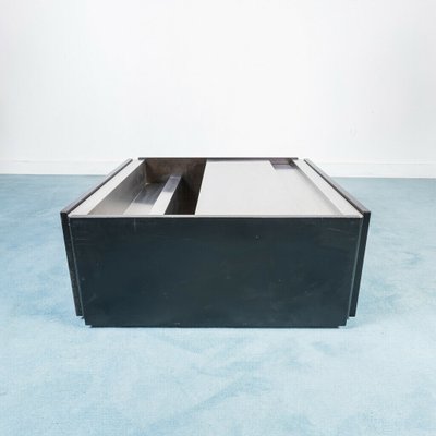 Vintage Black Metal & Wood Coffee Table, 1970s-ZLY-874190