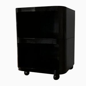 Vintage Black Plastic Side Table on Wheels from Anna Castelli Ferrieri, 1970s-HOI-1078293