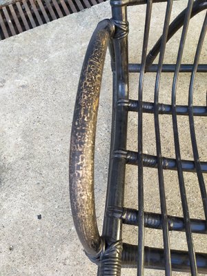 Vintage Black Rattan Rocking Chair, 1960s-EAD-583979