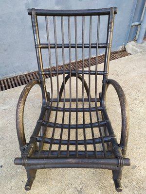 Vintage Black Rattan Rocking Chair, 1960s-EAD-583979