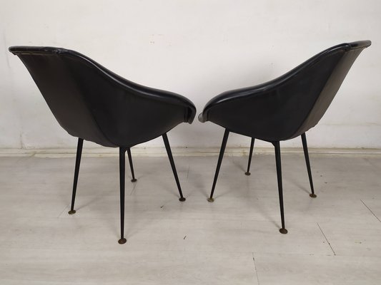 Vintage Black Skai Armchairs, 1960s, Set of 2-EAD-1781979