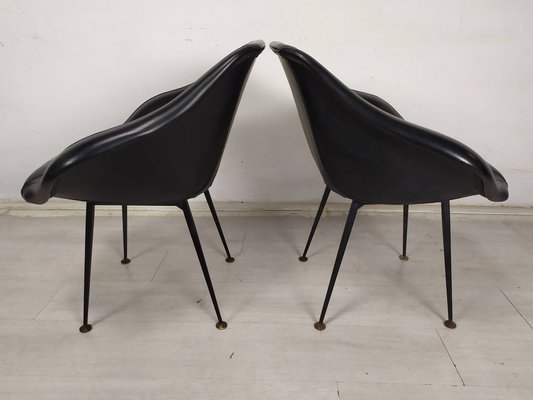 Vintage Black Skai Armchairs, 1960s, Set of 2-EAD-1781979