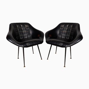 Vintage Black Skai Armchairs, 1960s, Set of 2-EAD-1781979