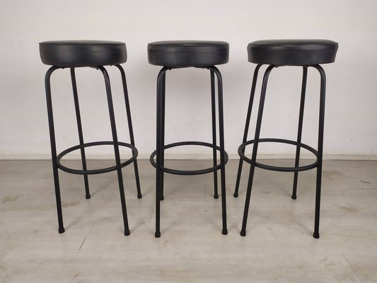 Vintage Black Stools, Set of 3-EAD-1176640