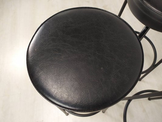 Vintage Black Stools, Set of 3-EAD-1176640