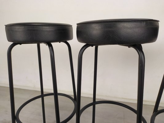 Vintage Black Stools, Set of 3-EAD-1176640