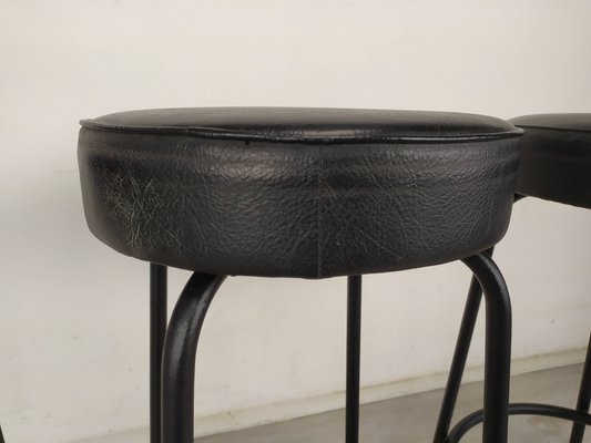 Vintage Black Stools, Set of 3-EAD-1176640