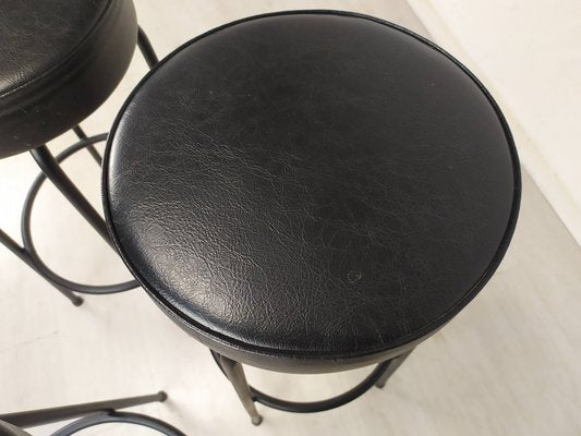 Vintage Black Stools, Set of 3-EAD-1176640