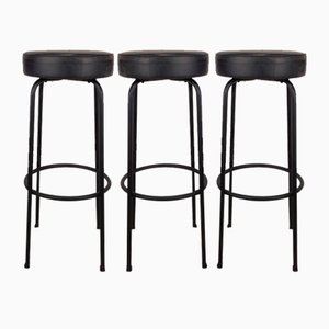 Vintage Black Stools, Set of 3-EAD-1176640