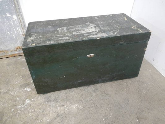 Vintage Black Wooden Trunk, 1940s-WWQ-1333374