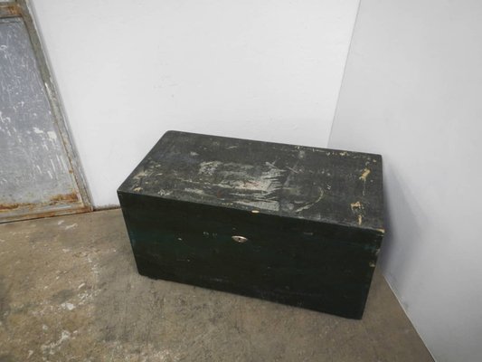 Vintage Black Wooden Trunk, 1940s-WWQ-1333374