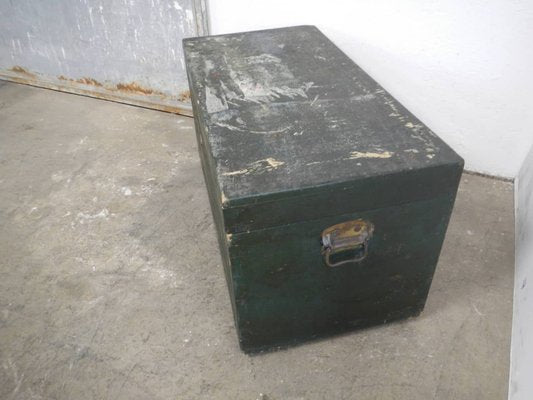 Vintage Black Wooden Trunk, 1940s-WWQ-1333374