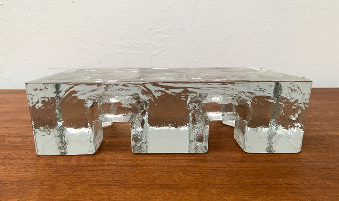 Vintage Block Glass Double Tea Warmer Candle Holder-UAH-1259377