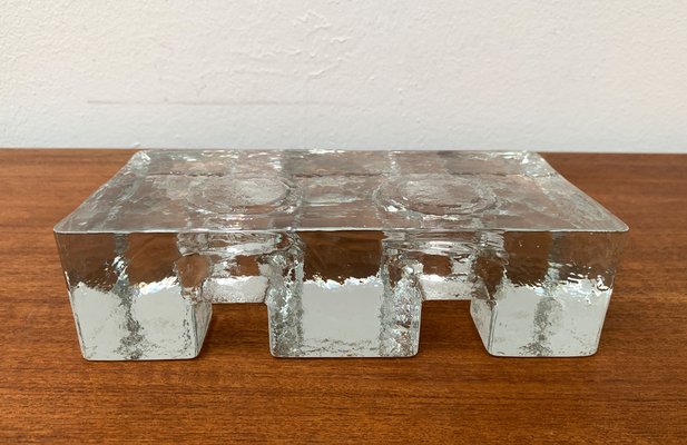 Vintage Block Glass Double Tea Warmer Candle Holder-UAH-1259377