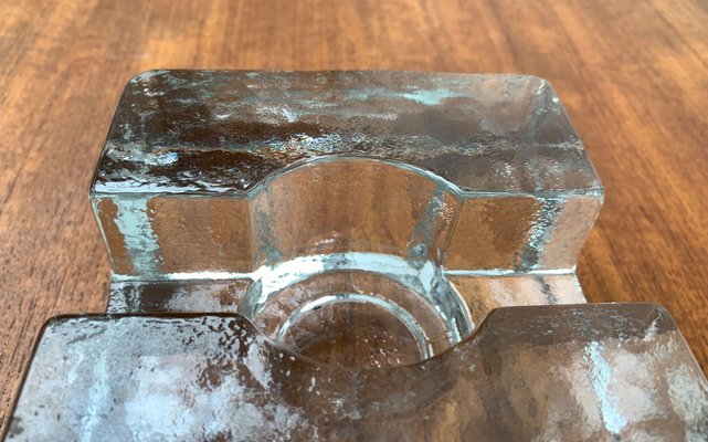 Vintage Block Glass Double Tea Warmer Candle Holder-UAH-1259377