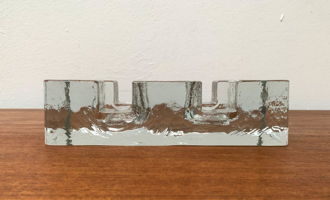 Vintage Block Glass Double Tea Warmer Candle Holder-UAH-1259377