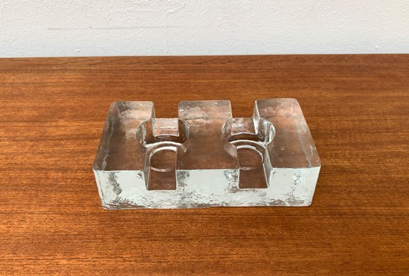 Vintage Block Glass Double Tea Warmer Candle Holder-UAH-1259377