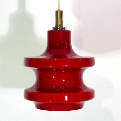 Vintage Blood Red Glass Ceiling Lamp, 1970s-WK-919833