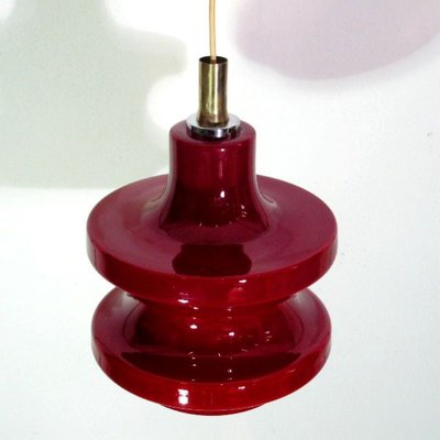 Vintage Blood Red Glass Ceiling Lamp, 1970s-WK-919833