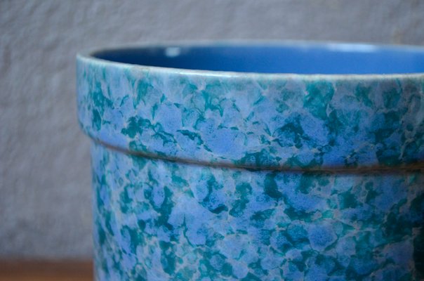 Vintage Blue Ceramic Pot Cover from Niederviller, 1970s-AIU-2031556