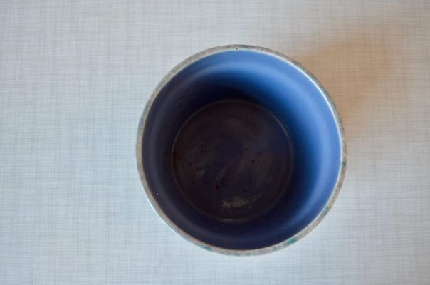 Vintage Blue Ceramic Pot Cover from Niederviller, 1970s-AIU-2031556