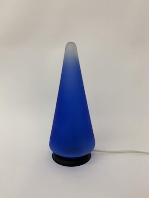 Vintage Blue Glass Cone Table Lamp, 1970s-BGP-1325250