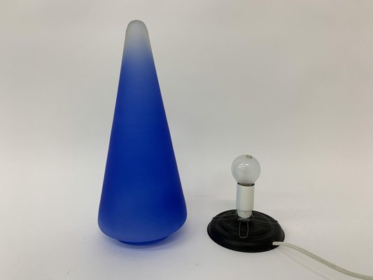 Vintage Blue Glass Cone Table Lamp, 1970s-BGP-1325250