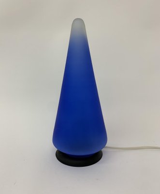 Vintage Blue Glass Cone Table Lamp, 1970s-BGP-1325250