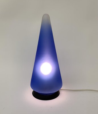 Vintage Blue Glass Cone Table Lamp, 1970s-BGP-1325250